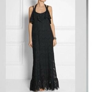 Melissa Odabash Black Lace Maxi Dress Cover Up Crochet Sleeveless L Resortwear